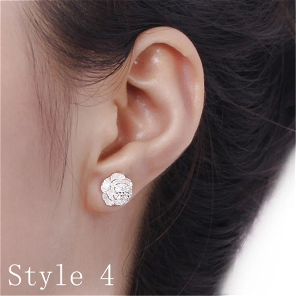 925 Sterling Silver Earrings Stud for Women Solid Silver Jewelry Earrings Bling CZ Zircon Stone Stud Brincos Bridal Wedding