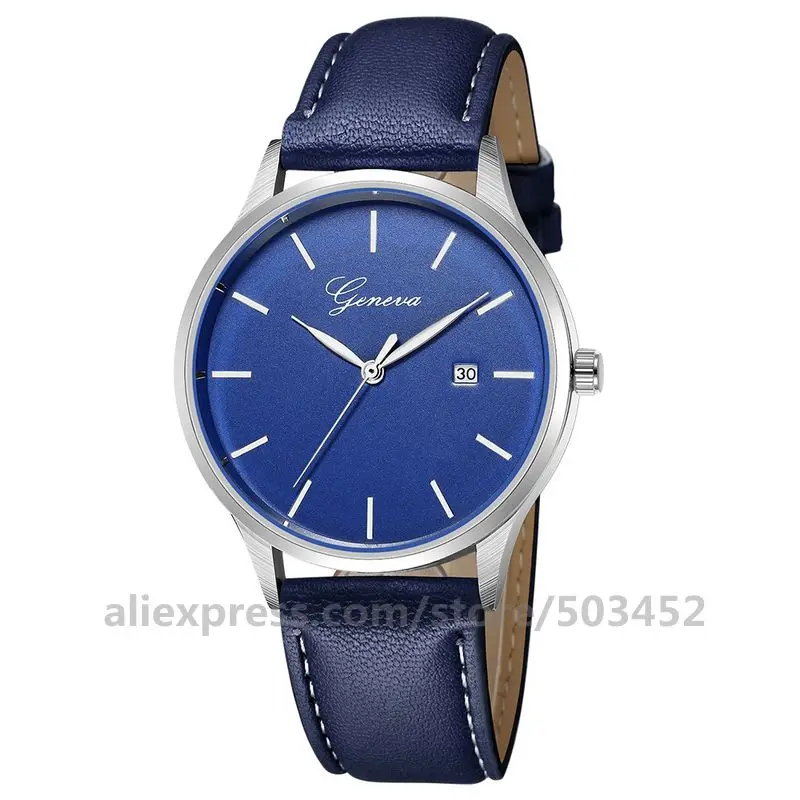 blue silver blue 100 шт./лот, модные часы Geneva 668, кожаные спортивные часы для мужчин, заводская цена, наручные часы,, повседневные часы - Цвет: blue silver blue
