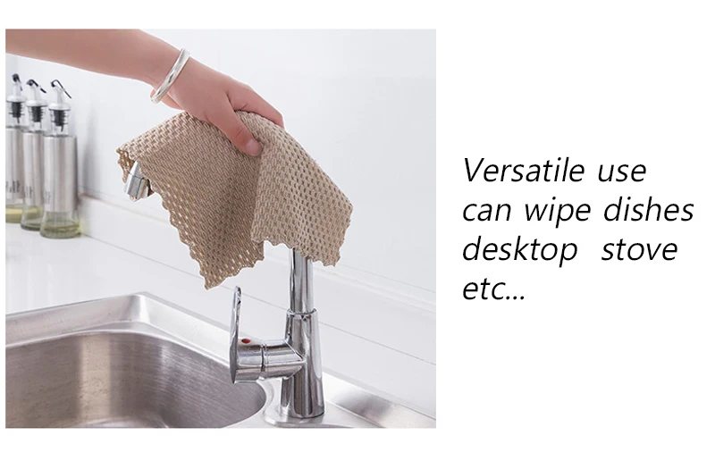 Кухонное полотенце Бытовая миндальная бархатная ткань без масла впитывающая воду ткань для мытья посуды однотонная двухсторонняя Ткань для очистки