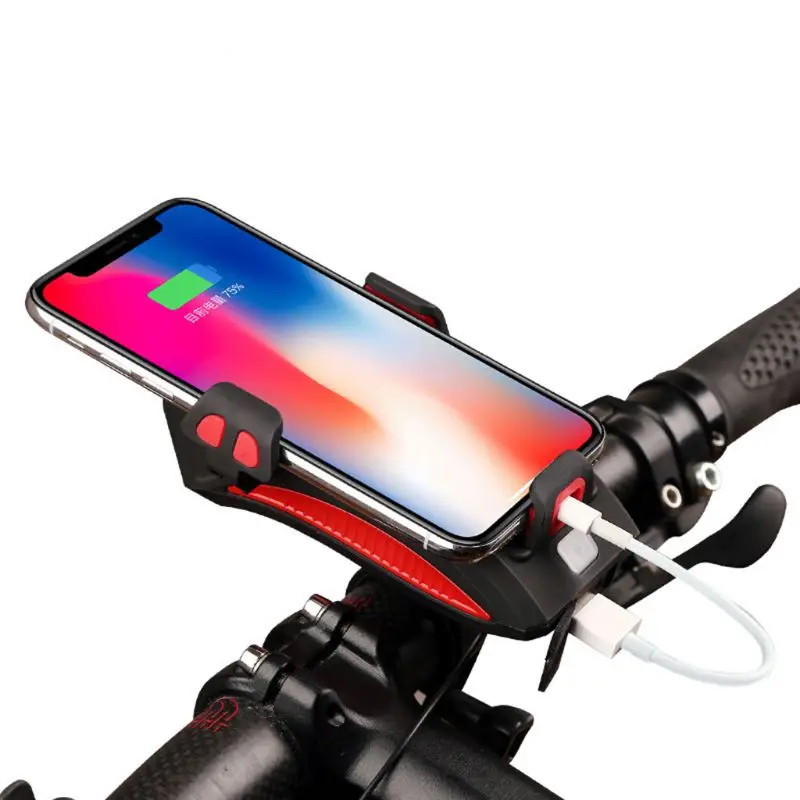  Bike Light Mobile Phone Bracket Riding Front Light Speaker LED USB Stand Support