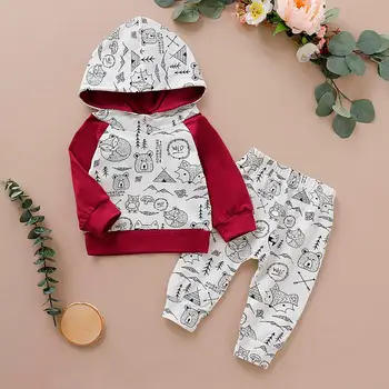 

Fashion 2019 Cute Newborn Infant Baby Boy Clothes Letter Cartoon Long Sleeve T Shirt Hoodie Tops+ Pants Outfits Set
