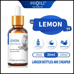 30ML Premium Lemon Essential Oils HIQILI 100% Pure Natural Plant Aromatherapy Diffuser Fruity Oil Fresh Air，Energetic，Car，Citrus