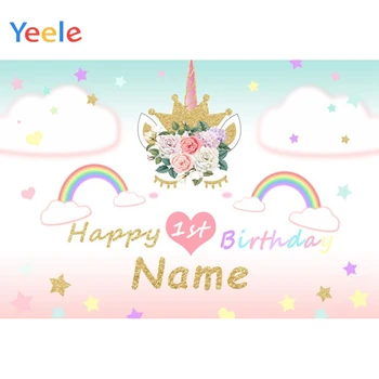 

Yeele Unicorn Birthday Children Portrait Dreamy Photography Backdrops Personalized Photographic Backgrounds For Photo Studio