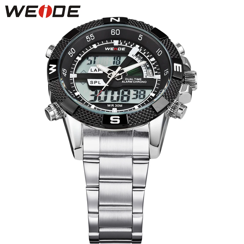 WEIDE Аналоговый Часы известных брендов Для мужчин Нержавеющая сталь Цифровой ЖК