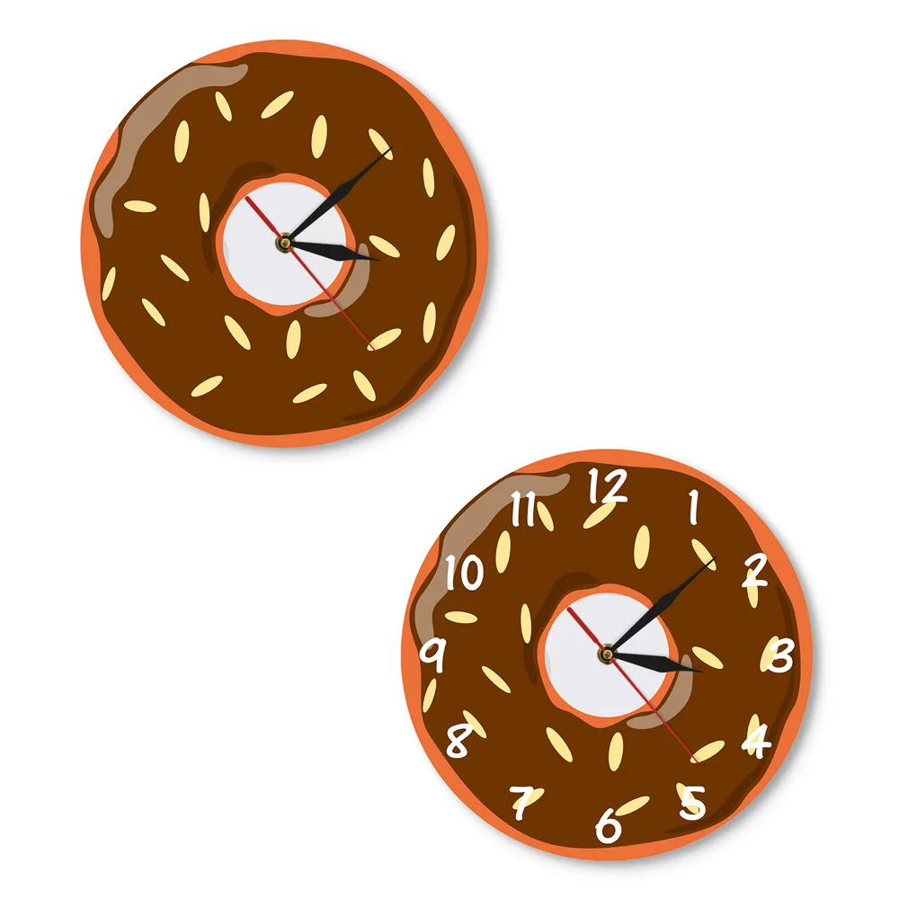 Часы для пекарни. Настенные часы с пончиками. Настенные часы, розовый. Часы для пекарни. Настенные часы мороженое и пончик.