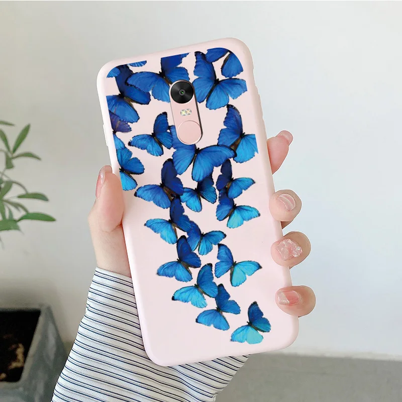 Matte Silicone Soft TPU Shell For Xiaomi Redmi Note 4 4x Note 5Pro Note 5A Cartoon Butterfly Shell For Redmi Note5a Phone Cover cell phone lanyard pouch Cases & Covers