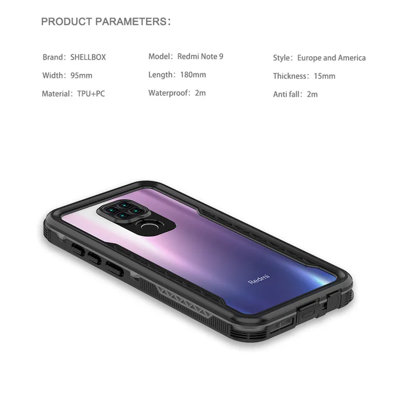 For Redmi Note 9 IP68 Diving Swim Proof Cover  (8)