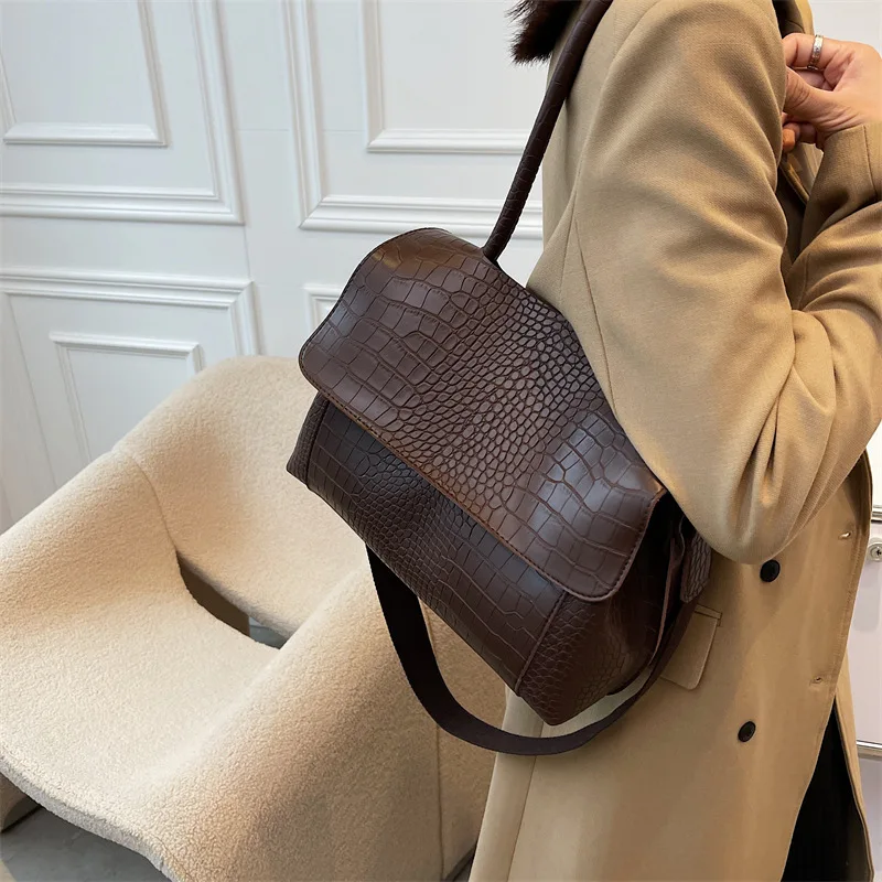 Luxury Crocodile Pattern Women’s Shoulder Messenger Tote