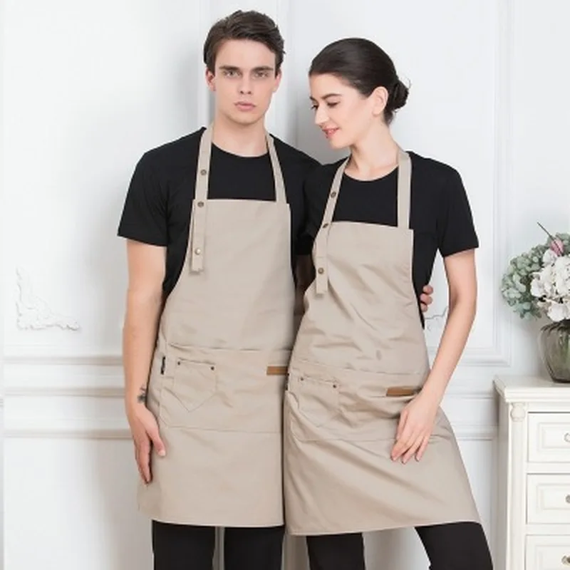 Fashion Pure Color Adjustable Work Apron Chef Cooking Kitchen Apron For Woman man bib unisex Waiter BBQ Hairdresser Uniform