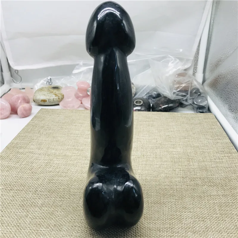 Natural black obsidian hand-carved quartz crystal Massage stick