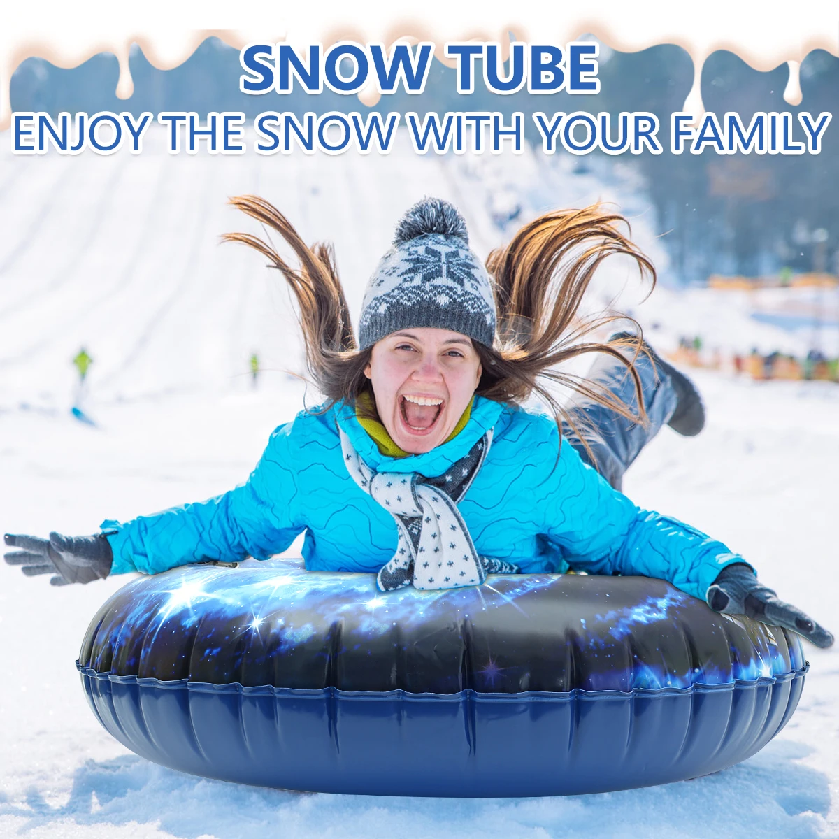 Snow Toy Winter Inflatable Ski Circle Inflatable Sled With Handle Durable Children Adult Snow Tube Skiing Thickened Floated Sled