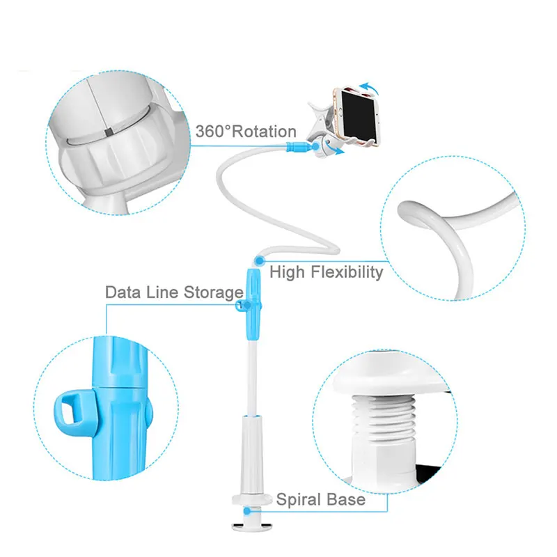 Universal Long Arm Stents Flexible Holder Lazy Mobile Phone Stand Bed Desktop Clip Bracket For iPhone Xiaomi Samsung