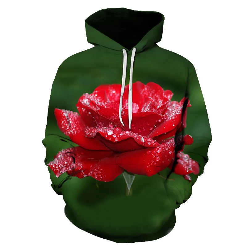 Hot New Design Flowers Hoodies Men/Women 3d Sweatshirts Digital Print Rosa Roses Floral Hooded Harajuku Hoodies Brand Hoody Tops