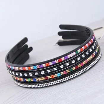

Chic Black Hairbands For Women Rhinestone Hair Accessories Jewelry Korean Resin Bezel Toothed Non-slip Headbansd Girls Ornaments