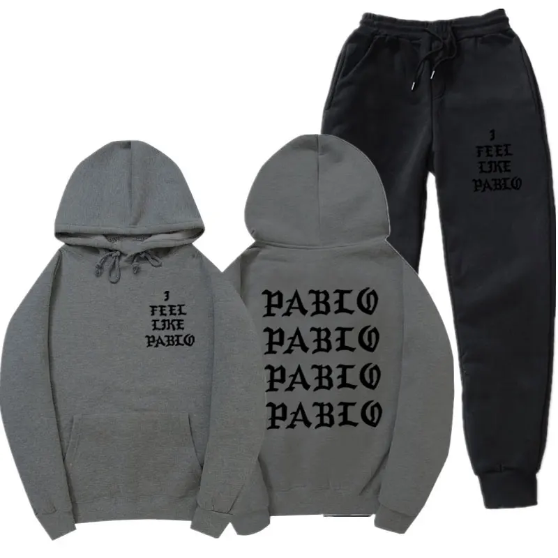 I Feel Like Paul Pablo Kanye West, толстовка, костюм,, осень и зима, с капюшоном, толстая, для мужчин и женщин, с капюшоном, спортивная одежда, комплект из 2 предметов