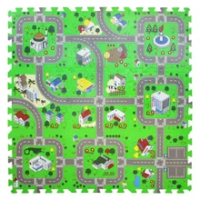 Tapis de jeu pour bébé, 9 pièces, mousse pour enfants revêtue de Protection environnementale sur route urbaine, tapis de jeu pour véhicule