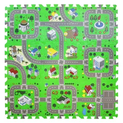Tapis de jeu pour bébé, 9 pièces, mousse pour enfants revêtue de Protection environnementale sur route urbaine, tapis de jeu pour véhicule 