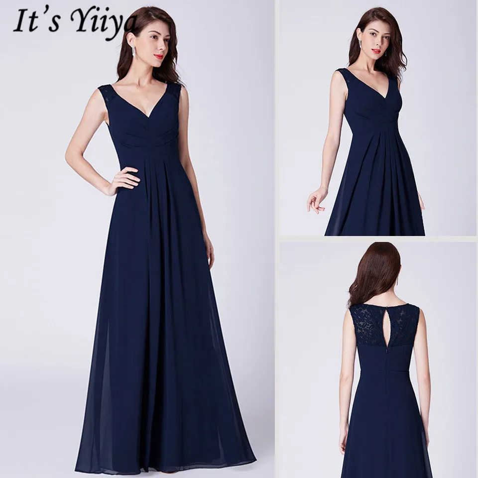 

It's Yiiya Evening Dress V-Neck Tank Sleeveless Evening Dress 2020 D003 A-Line Chiffon Floor-Length Plus Size Dress Woman Party