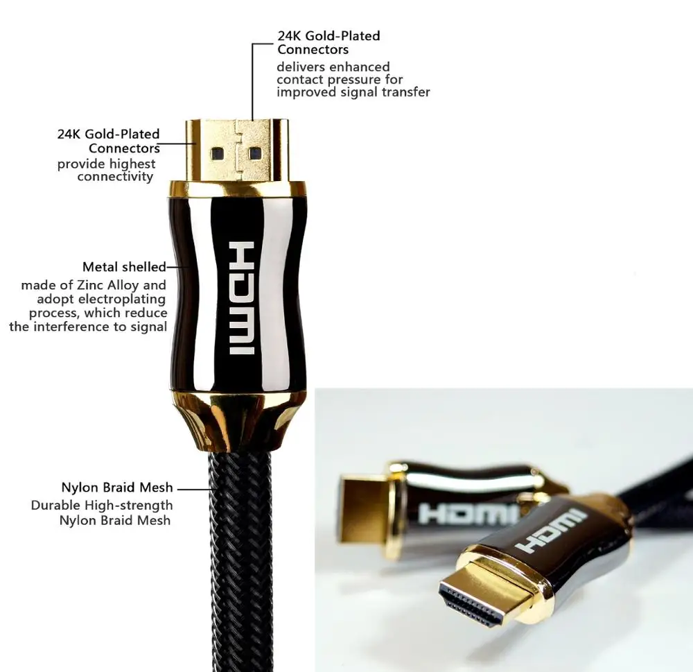 1 м 2 м 3 м 5 м 10 м 15 м 4 к 60 Гц HDMI к HDMI кабель высокоскоростной 2,0 позолоченный Соединительный кабель Шнур для UHD FHD 3D Xbox PS3 PS4 tv