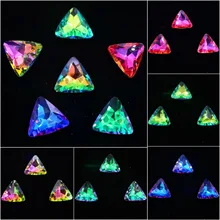 Фантастическое стекло кристалл 18 мм прозрачный AB& радужные цвета треугольной формы клей на Стразы бусины аппликация рукоделие diy отделка