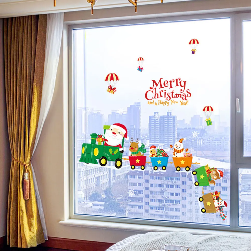 

Creative Waterproof Christmas Train Wall Sticker Window Decal Home Decors