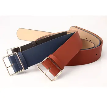 

Women Waist Belt For Jeans Female Sweater Waistband Gold Buckle Pu Leather Wide Belts Lady Dress Belt Solid Color Waist Straps
