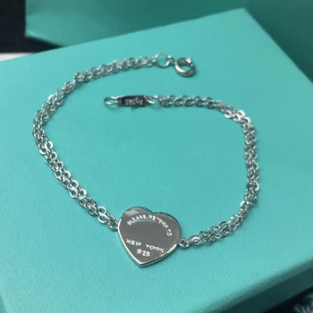 

Double Chain Heart & 8 Infinite Bracelets Bangles for Women Girls GIFT Luxury Brand 1:1 S925 Sterling Silver Women Gift Jewelry