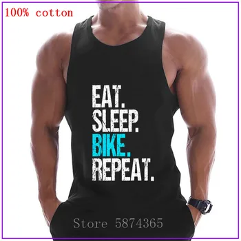 

Eat Sleep Bikes Repeat new Fashion Sexy Corset Top Men Sleeveless Tanktops Bodybuilding Clothing cotton Undershirt Fitness