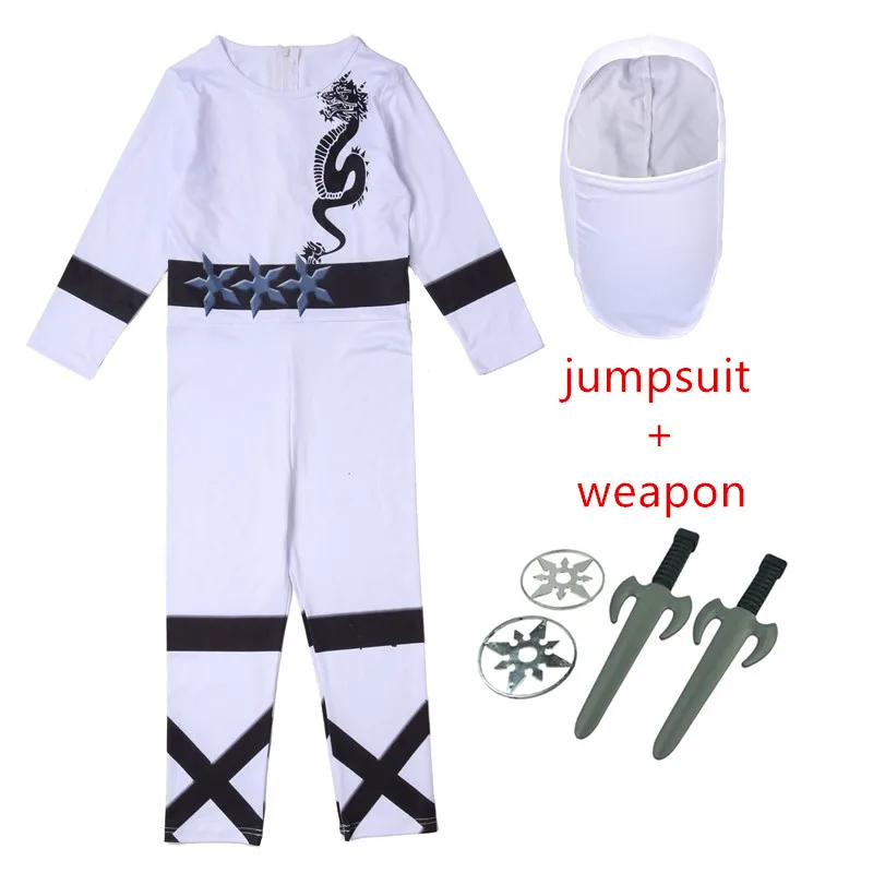 62908white-1 Черный костюм для мальчиков и девочек Ninjago, Детские комплекты, Детский костюм для Хэллоуина, игрушечное оружие, Необычные вечерние костюмы ниндзя на Пасху - Цвет: 62908white-1