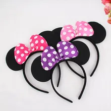 Стиль бант Микки резинки для волос модный милый Микки ободок для волос с украшением в виде мыши детские Мультяшные аксессуары для волос