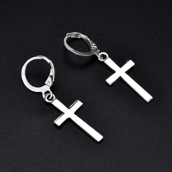 

2020 NEW Fashion Men Women Metal Hoop Cross Drop Dangle Ear Studs Earrings Party Punk Earring Jewelry long earrings
