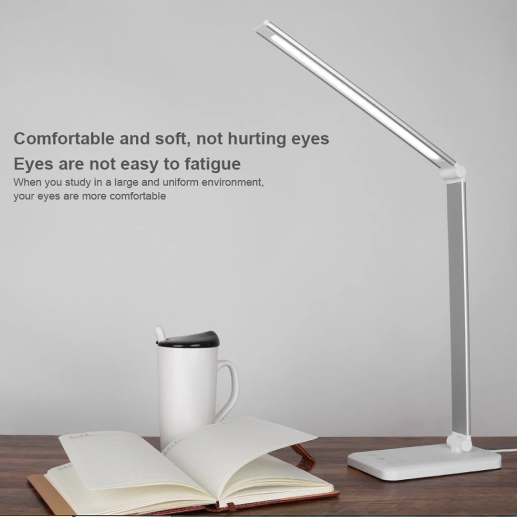 5V USB Charge LED Desk Lamp + Wireless Phone Charger Home Reading Light