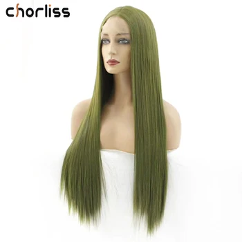 

Chorliss 24" Synthetic Lace Front Wigs Long Straight Synthetic Lace Wigs For Women Wigs Colorful Cosplay Wigs Matcha Green Grey
