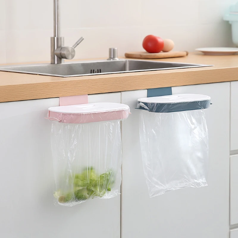 4pcs Hanging Trash Garbage Bin Kitchen Drawer Plastic Bag Holder Rack Shelves