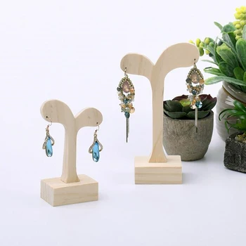 

Handmade Unfinished Unpainted Wood Earring Stand Jewelry Display Holder Organizer