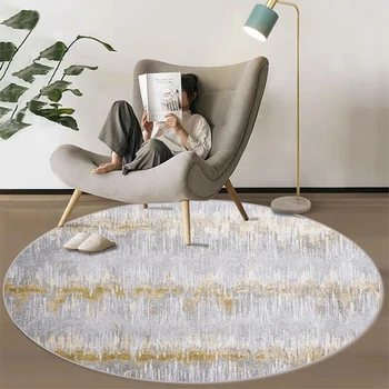 

Nordic Style Abstract Round Area Rugs Living Room Coffee Table Computer Chair Non-Slip Floor Mats Bedroom Kids Play Tent Carpets