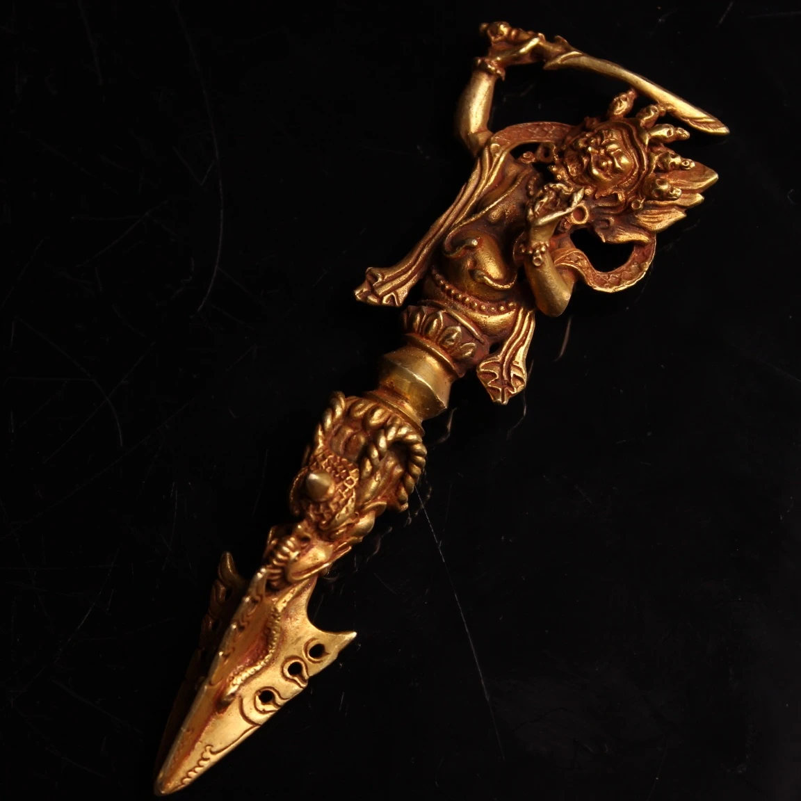 6 "tibet budismo antigo bronze gilt tomar a espada mahakala estátua artefato  dorje vajra phurpa casa da cidade afastar maus espíritos|Estátuas e  esculturas| - AliExpress