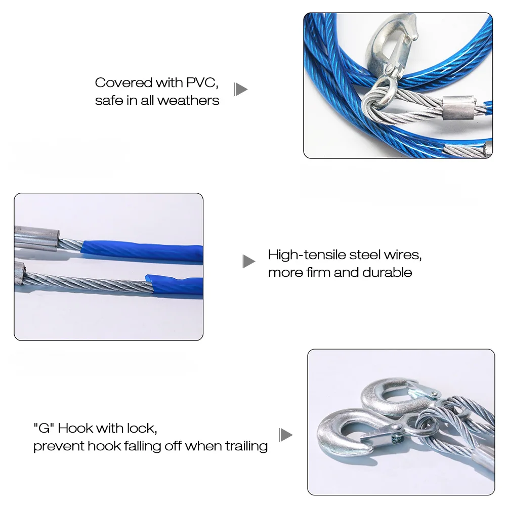 4 метра 5 тонн буксировочный трос со стальными крючками буксировочный трос аварийный прицеп для тяжелых транспортных средств