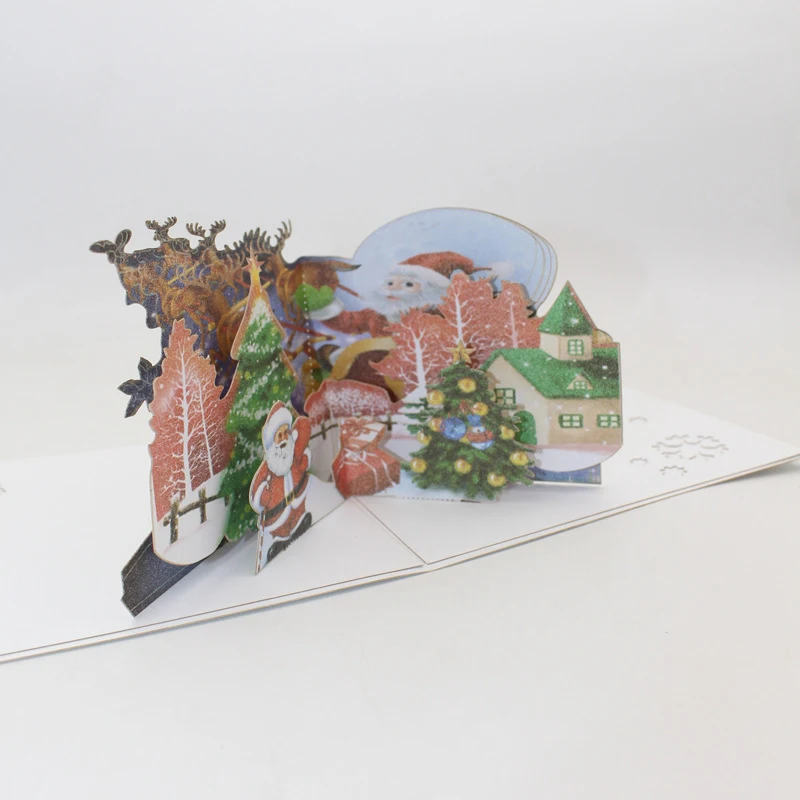  3D Handmade Chiristmas Carnival Village Paper Invitation Greeting Cards PostCard Merry Christmas Ch - 4.00032E+12