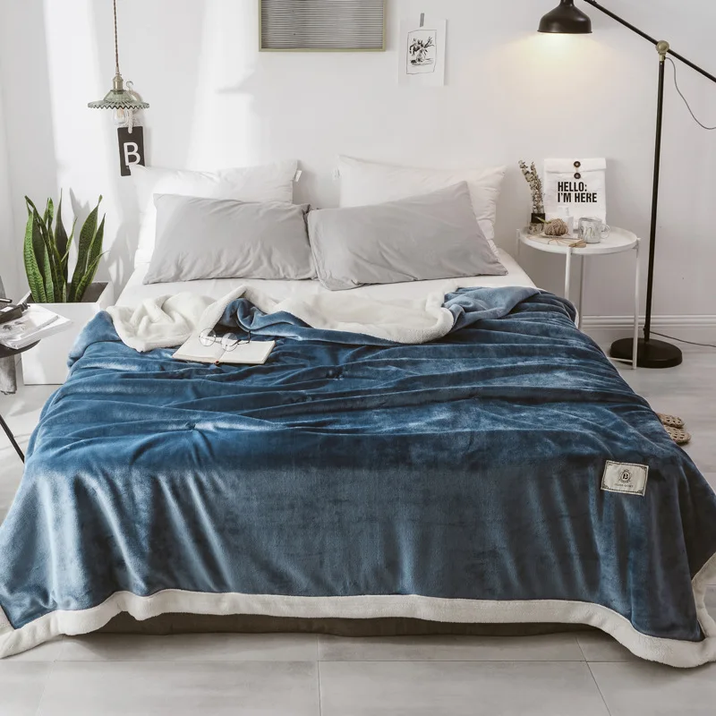 Двухслойное фланелевое одеяло s для кровати, домашний текстиль, удобное одеяло, мягкое покрывало для дивана, простыни, одеяло, теплое покрывало - Цвет: Blue