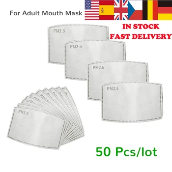 

Spain Fast Shipping 5 Layers Activated Carbon Face Mask Filter Replacement Filtration Mouth Masks Filters 50pcs/100pcs