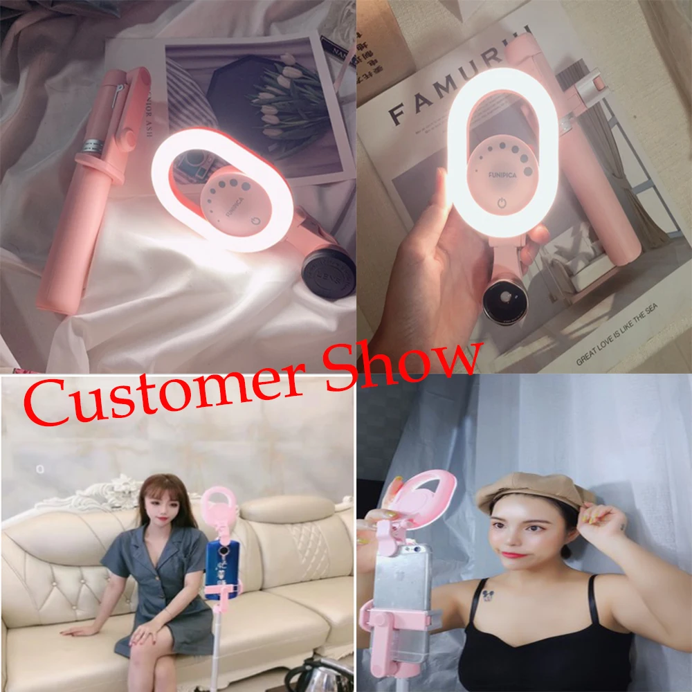 MAMEN Selfie Ring Light фотография освещение светодиодный с регулируемой яркостью для Youtube