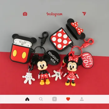

Delicacy Luxury Cute 3D Minnie Doll Cartoon Keychain Silicone Earphone Headset Case for Airpods 1 2 Charging Wireless Bluetooth