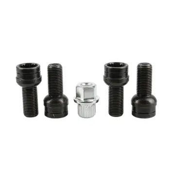 

4+1 17mm BLACK STEEL Wheel Bolt & Lock Lug Nut Set WITH KEY For VW Golf Jetta 98-05 Metal Black Anti-theft Nut