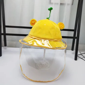 

Kids Boys Girls Anti-spitting Protective Hat Dustproof Cover Fisherman Cap Fashion Cute Bean Sprouts Removable Hat #LR1