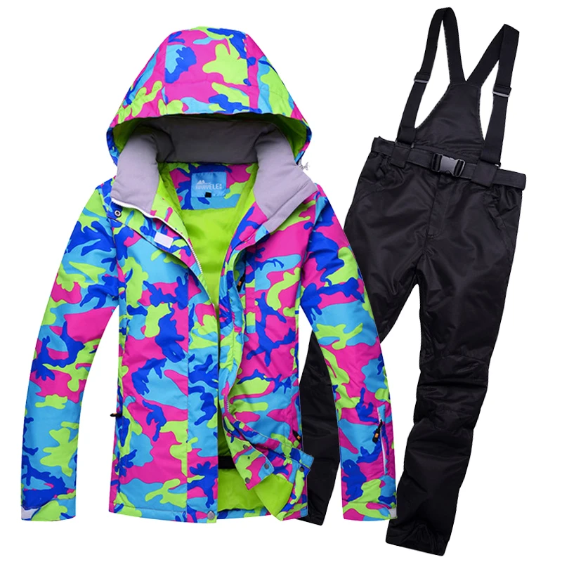 Женский лыжный костюм, популярные бренды, высокое качество, ветрозащитные, водонепроницаемые зимние комплекты, зимняя куртка и штаны, лыжные и сноубордические костюмы