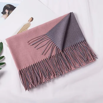 

Soft Scarf Pashmina With Tassels Travel Wrap Fashion Reversible Women Shawl Winter Solid Warm Thick Artificial Wool Windproof