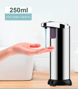 

250ml Automatic Soap Liquid Dispenser Infrared Touchless Smart Sensor Stainless Steel Soap Dispenser Bathroom Foam Pump