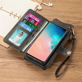 

etui s10plus Luxury Multi-functional Wallet Leather Case for Samsung Galaxy S10 S10plus s10+ Couro Separable Magnet Back Cover