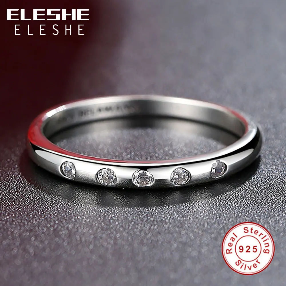 ELESHE, Роскошные, 925 пробы, серебряные, с кристаллами, капелька, женские кольца для женщин, простое Сверкающее кольцо, обручальное ювелирное изделие, Bague Femme
